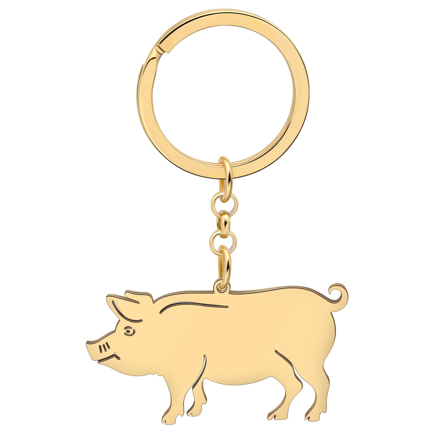 Portachiavi A Forma Di Maiale In Acciaio Inox, Placcato Oro 18K, Adorabile Animale Della Fattoria, Gioielli Divertenti Per Donne, Regalo Idea