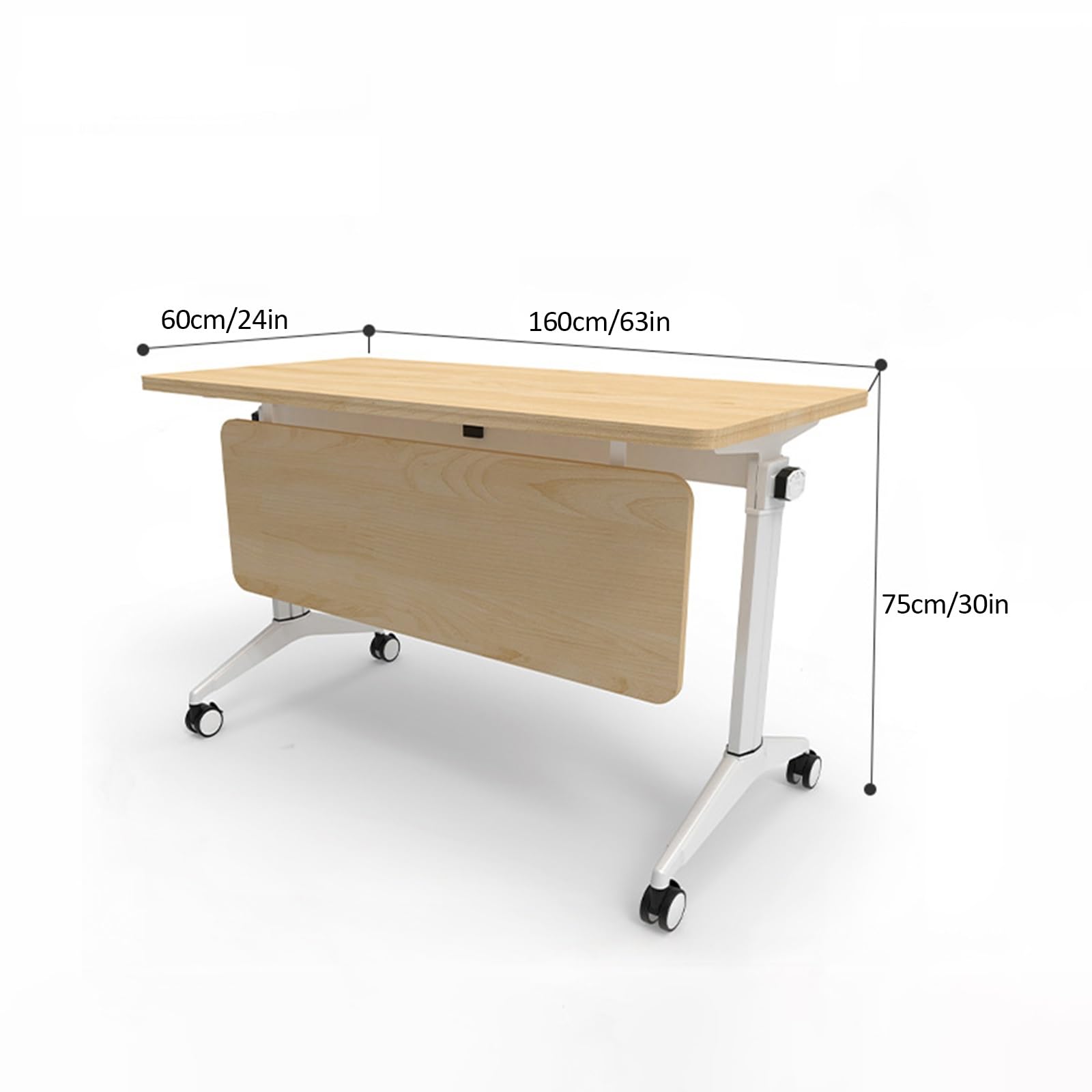 Tavolo da conferenza pieghevole portatile con ruote, 150 x 61 x 76 cm, design reversibile, ideale per riunioni, eventi, uffici, allenamento interno ed esterno, confezione da 1