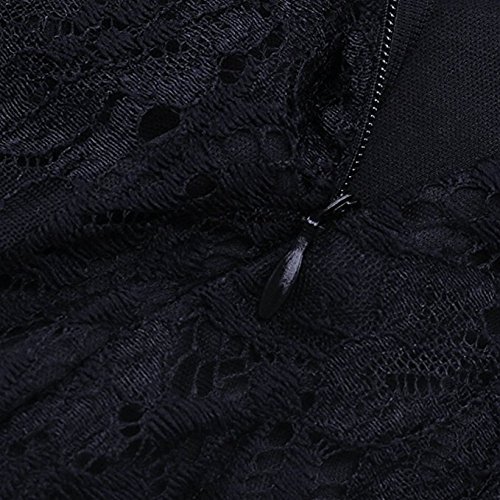 LALAGEN Women's Floral Lace Long Sleeve Off Shoulder Wedding Mermaid Dress Eyelash L Black