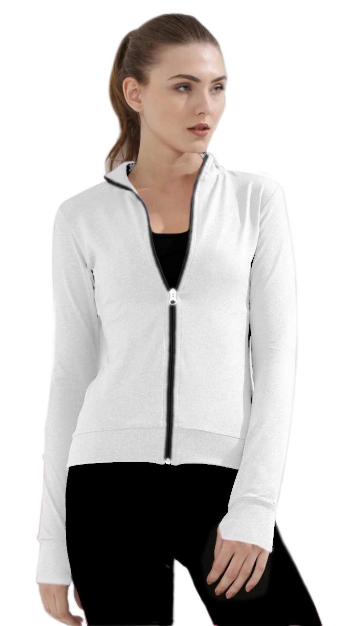 PALOMI Full Sleeves Sheered Thumbcut Cotton Hoisery Gymwear Sports Zipper Jacket with side pockets and Beautiful Front Zipper on Maindrain Collar for Girls and Women