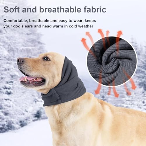 RVYEIOP 1 Stück Grau Beruhigende Ohrenschützer für Hunde, Haustierbandana, leicht zu reinigender Kopfschutz für Hunde mit verstellbarem Selbstklebeband