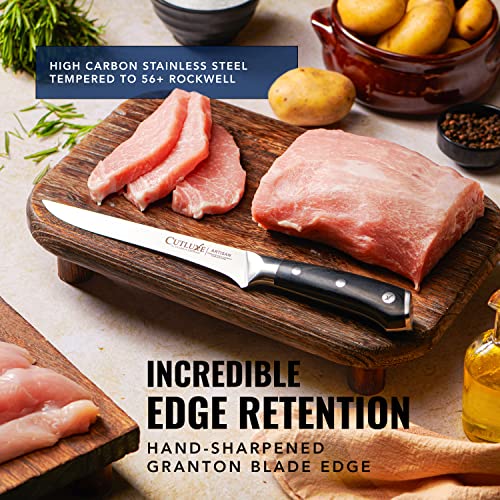 Cutluxe Boning & Fillet Knife – 6" Deboning Knife, Perfect For Meat Trimming – Razor Sharp Blade From High Carbon German Steel – Full Tang & Ergonomic Handle Design – Artisan Series #TOP1