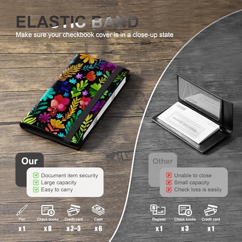Image of CASMONAL Checkbook Covers for Personal Checkbook Holder RFID Premium Vegan Leather Checkbook Cover for Duplicate Checks