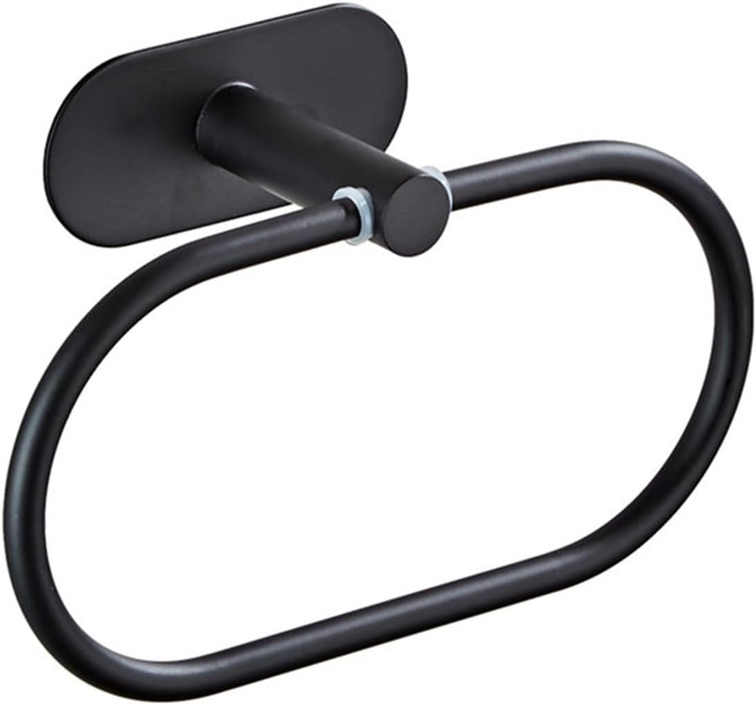 Towel Rings Towel Ring Holder Stainless Steel Wall Mounted Kitchen Bath Storage Rack Home Hotel Bathroom Accessory(Black)