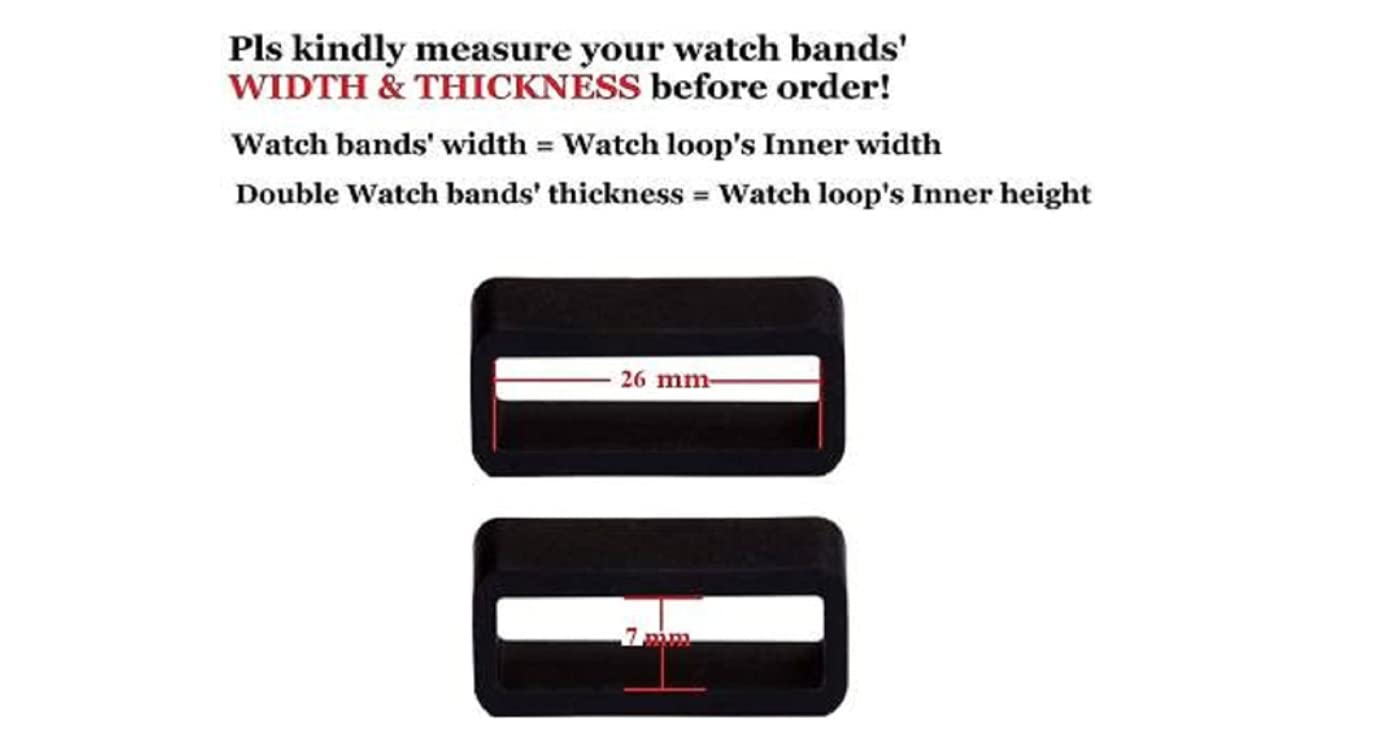 SBWC 26 mm Silicone rubber watch strap watch band loop/runner/keepers holder Retainer Loop Replacement - Black color Watch Band Loop Pack of 10