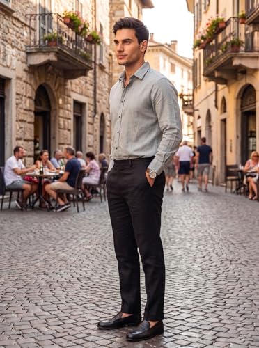 Image of Men's Cotton Blend Solid Casual Shirt Regular Fit Full Sleeve Shirt for Men Plain Formal & Casual Wear Collared Button Down Shirt