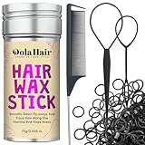 Dolahair Hair Wax Stick with 2 Pcs Lace Melting Band, Elastic Bands for Wig Flyaway Wax Stick for Hair Wig, Lace Band for Melting Lace wigs edges, Sleek Finish Styling Wax Stick, elastic band for lace frontal melt Slick Stick Non-greasy Wax 2.7 Oz (1 Pack of Wax+ 2 Bands)