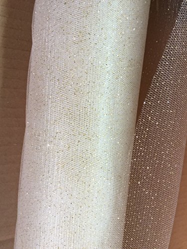 generique creadetex.com Tulle Mariage Ivoire Ecru pailleté Paillettes Or Deguisement Robe au Metre Largeur 150 cm