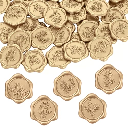 Pollize 50Pcs Wax Seal Stickers 5 in 1 Wedding Envelope Stickers (Leaf)