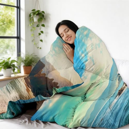 Edredón sin funda de edredón lavable 135x200 cm azul celeste estilo rural 6