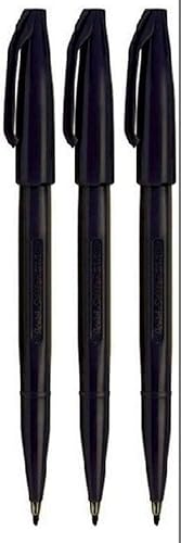 Pentel Black Original Sign Pen S520 - Rotuladores de punta de fibra de color, punta fina de 0.079 in, punta de 0.039 in de ancho de línea (paquete Pentel Black Original Sign Pen S520 - Rotuladores de punta de fibra de color, punta fina de 0.079 in, punta de 0.039 in de ancho de línea (paquete