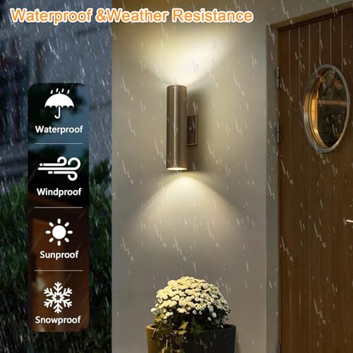 Image of 2 Packs Up and Down Lights Outdoor Wall Light Fixture 11.8 inch Gold Outdoor Sconces Wall Lighting Mount on House Porch & Patio Garage Entrance