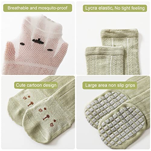 Baby Non-skid Socks Knee High Sock Thin Mesh Stockings Toddler Socks Pointelle Eyelet Booties 5 Pairs3