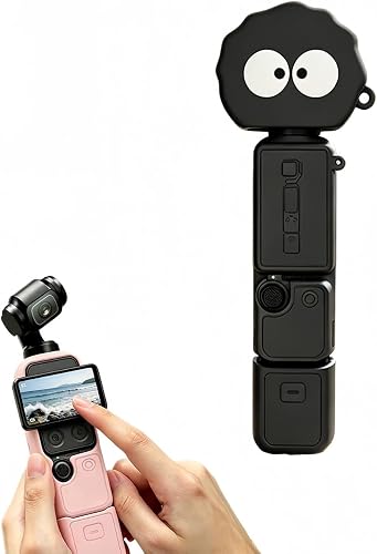Silicone Full Body Cover for DJI Osmo Pocket 4, with Lens Protector and Anti-Lost Lanyard, Black