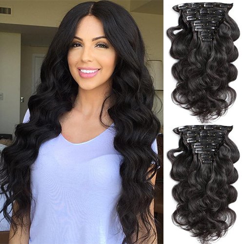 Brazilian Body Wave Clip in Human Hair Extensions Virgin