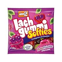 nimm2 Lachgummi Softies Rote Früchte – 1 x 225g – Gefülltes Fruchtgummi mit Fruchtsaft und Vitaminen