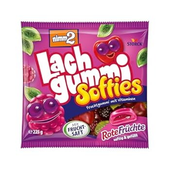 nimm2 Lachgummi Softies Rote Früchte 1 x 225 g Gefülltes Fruchtgummi mit Fruchtsaft und Vitaminen Süssigkeit in