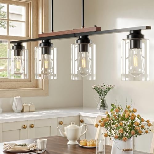 VONLUCE 4-Light Farmhouse Linear Chandelier