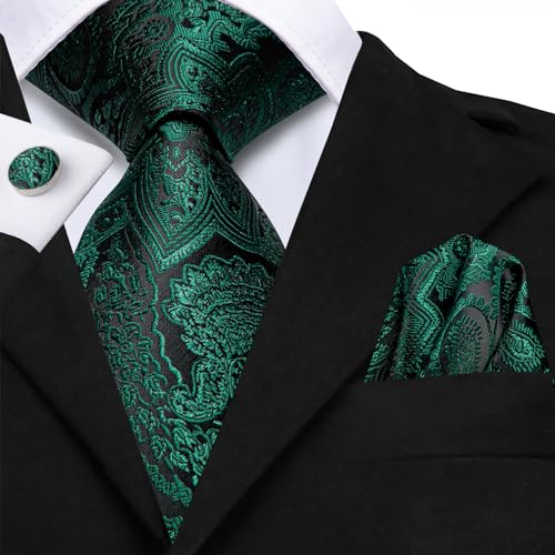 Image of Dubulle Mens Tie Set Solid Paisley Silk Striped Necktie for Men with Cufflinks Tie and Pocket Square