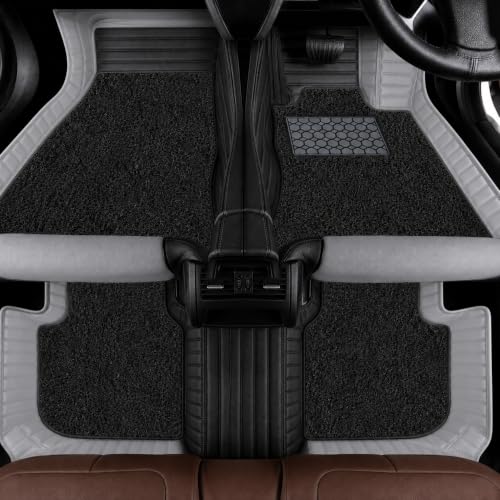 Image of Accessories 9D Combination Car Floor Mats Only Compatible with KIA Seltos (Automatic 2026 |100% Waterproof & Washable | Luxury 9D Car Foot Mats - Black XV-Greige