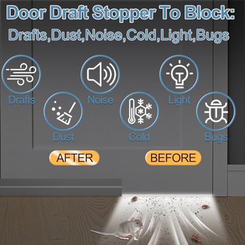 Image of Door Draught Excluder, Adjustable Door Sweep for Bottom of Doors, Gap Filler for Exterior and Interior Doors, Weather Stripping Blocks Noise and Cold Air (39 inch, Grey)