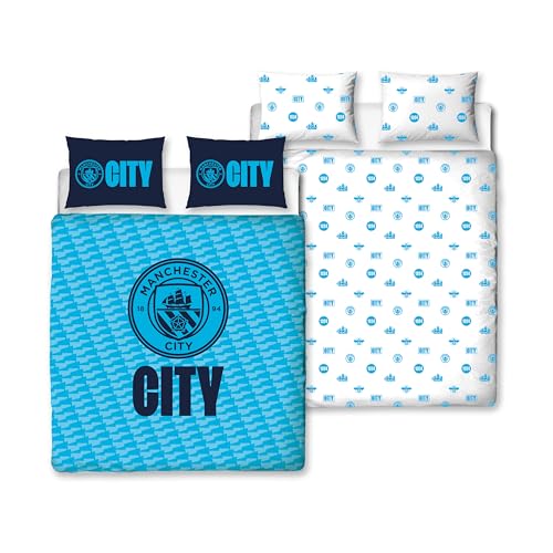 Manchester City FC Character World Parure de lit Double avec Housse de Couette réversible et taies...