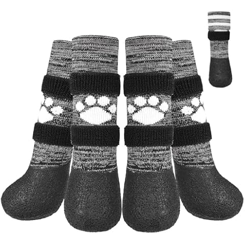 KOOLTAIL Anti Slip Dog Socks to Prevent Licking Paws for Hot/Clod Pavement,Waterproof Long Snow Dog Boots&Paw Protectors with Straps Traction Control for Hardwood Floor for Small Medium Large DogsM Cover