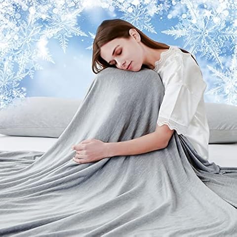 Luxear Cooling Blanket for Summer, Throw Blanket With Arc-Chill Technology Keep Cool For Sofa Bed, Comfort Soft Nap Blanket Fabric Breathable Adult Baby Children Pet Dog, Queen Size 150 x 200 Cm, Grey Cover