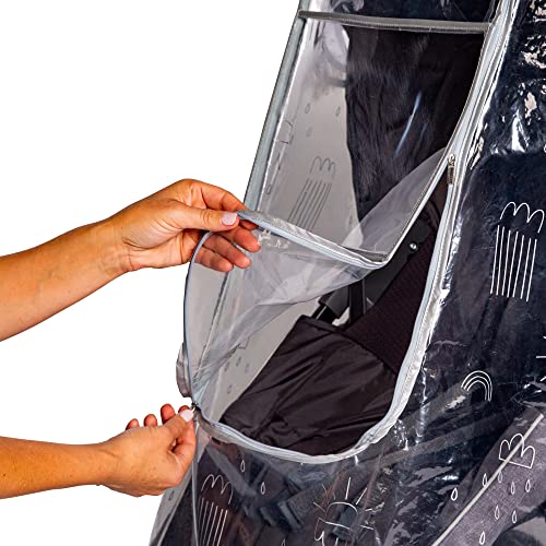 Image of J.L. Childress Deluxe Stroller Rain Cover - Stroller Poncho, Baby Stroller Accessories for Travel, Universal Fit, Lightweight Weather Shield, Protects from Wind & Snow - Single, Pattern