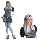 Monster High Frankie Stein Damen Kostüm Komplett Set mit Perücke / Karneval Fasching Halloween Hexe Zombie Party (36/38 - S)