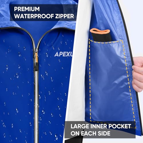 Image of APEXUP Packable Rain Jacket Men Waterproof Lightweight Raincoat with Hood