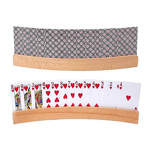 Kartenhalter Spielkarten | 2/4 Stück Spielkartenhalter Holz | Freihändiger Poker Karte Halter Ständer | Robuster Pokerzubehör Kartenhalter für Kinder, Senioren, Erwachsen – Bild 4