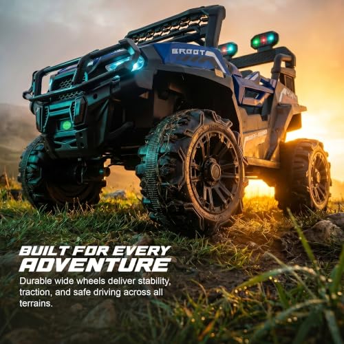 Image of Baybee Broot Electric Car for Kids with Parental Control | Baby Battery Operated Ride On Toy Car with 4x4 Motor, RGB Lights, Music & Swing Mode | Rechargeable Battery Car for Kids 2-6 Years (Blue)