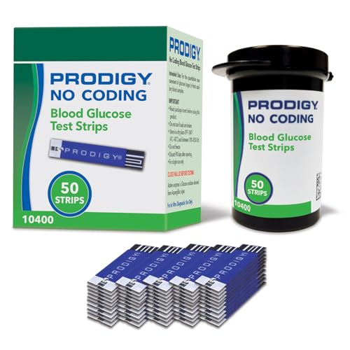 PRODIGY 10400 No Coding Blood Glucose Test Strips for Diabetes, Box of 50 Strips, Compatible with...
