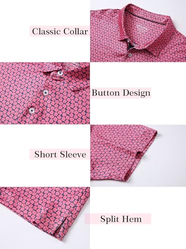 Mens Golf Polo Shirts Short Sleeve Print Performance Moisture Wicking Dry Fit Collared Golf Shirts for Men3