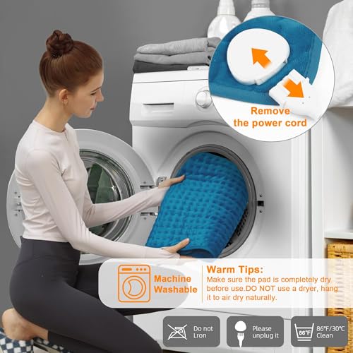 Image of Deepsoon Heating Pad,Electric Heating Pads for Back,Neck,Moist Heating Pad for Abdomen Shoulder Knee Legs,Dry /Moist Heat&Auto Shut Off,Mother's Day Birthday for Men and Women,Blue,24x12 Inch
