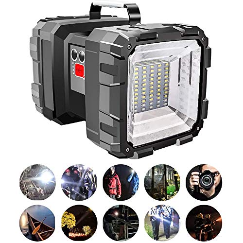 Portable 40W Super Bright Double Head Floodlight 10000 Mah USB Rechargeable Outdoor Emergency Light Solar Work Light Fishing Light Black