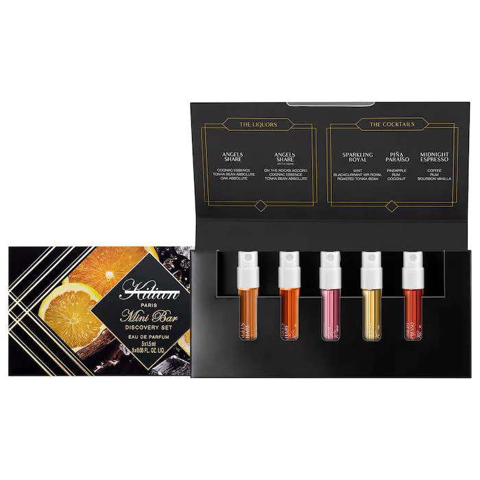Limited Edition Mini Bar Fragrance Discovery Set - 5-Piece Deluxe Eau de Parfum Travel Sample Collection (5 x 0.05 oz / 1.5 mL)