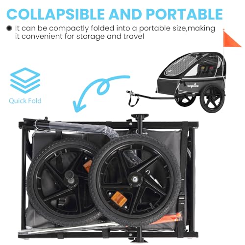 Image of Sepnine Kids Bike Trailer, Suitable for 1 to 2 Kids, 12+ Months, Quick Attach to Bike, Foldable, with 5-Point Harness and Storage Bags