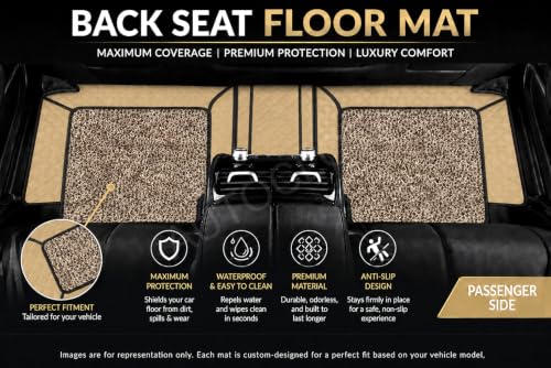 Image of Premium 7D Car Mat for BYD ATTO 3 (All Variants) || Luxury Leather Dual-Stitch Full Set 7D Car Floor Mat || 100% Waterproof || Color : Beige-Beige (Design-1)