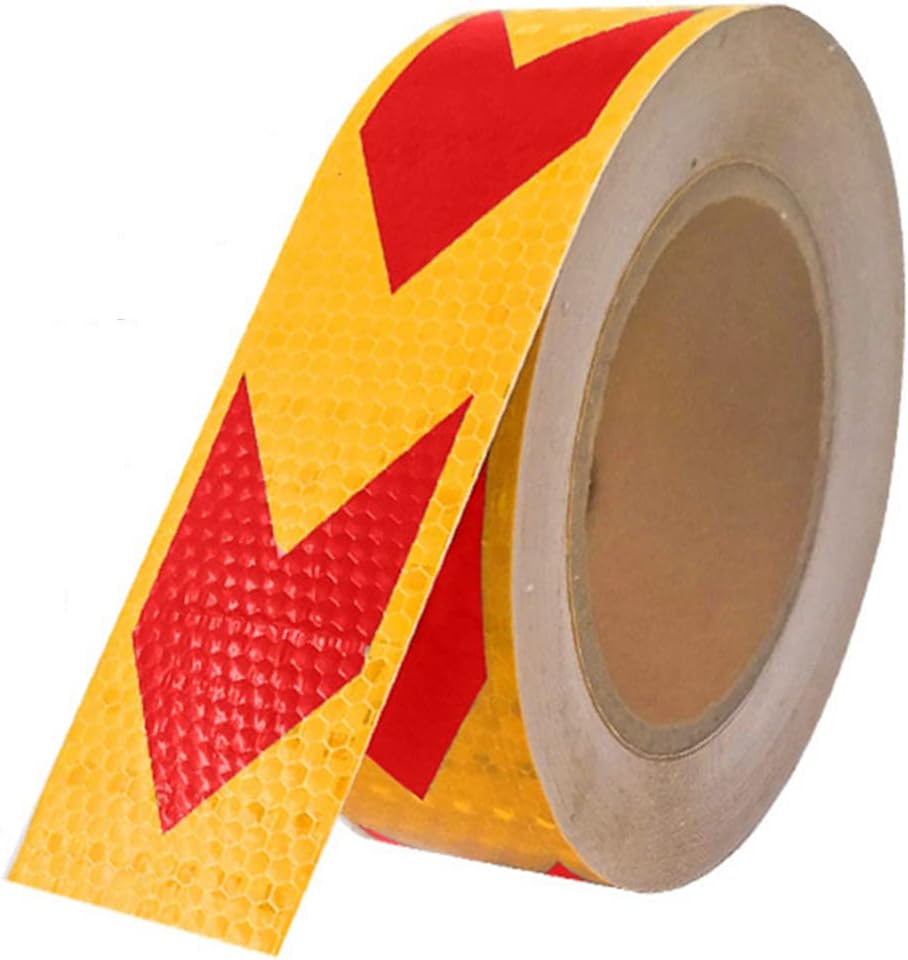 2 Inch X 82 Feet Reflective Hazard Warning Tape, Waterproof Reflector Warning Tape with Vehicle on Night for Road Transport Facilities Vehicles Ships Safety Reminder,Orange/red Tape