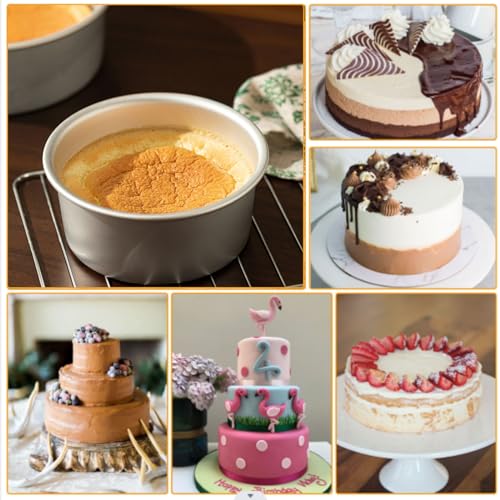 YOUNTHYE 8 inch Cake Tins for Baking Round Loose Bottom Cake Tin, Set of 4 Aluminum Cake Pan Non-Stick Deep Baking Tins for Christmas Wedding Birthday Party - Image 5