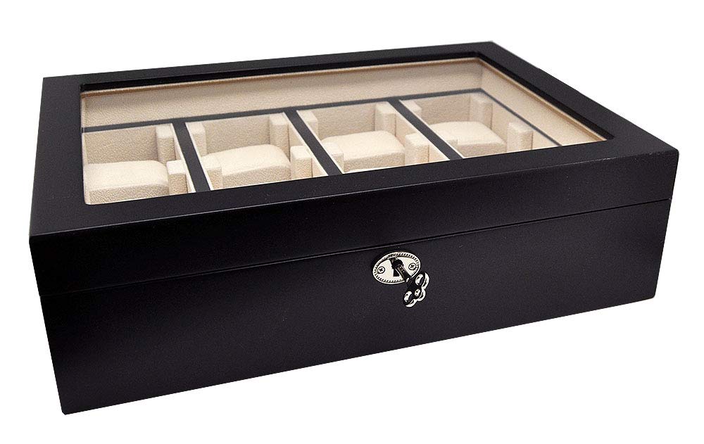Uhrenvitrine Wand - Tischvitrine für 12 Uhren schwarz