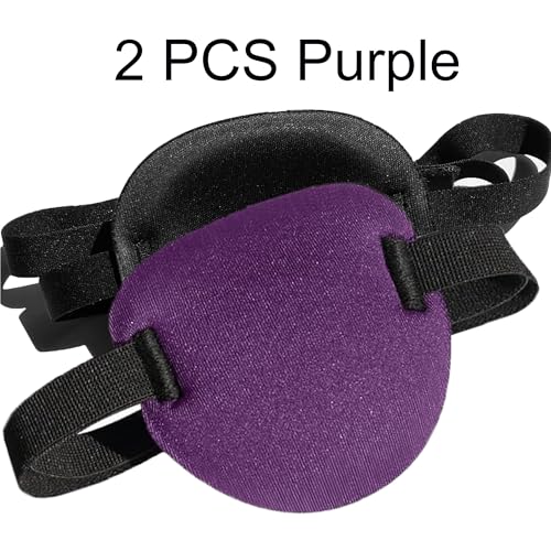 Image of 2 Pcs Single Eye Patch for Adults Kids, Adjustable Patch for Amblyopia, Light-blocking for Lazy Eyes, Medical Pirate Costume (purple)