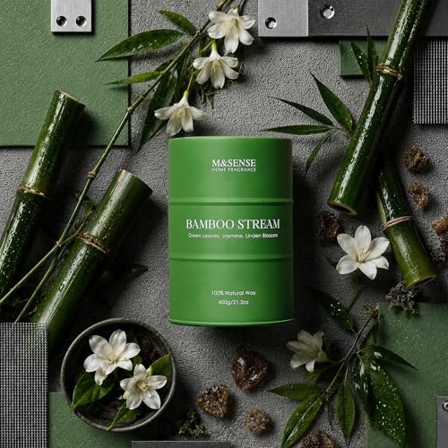Image of M&SENSE Bamboo Scented Candles Natural Non Toxic, Large Aromatherapy Candle for Stress Relief Meditation Relaxing, Housewarming Gifts for Women Men, 21.2oz 120 Hour Long Burning
