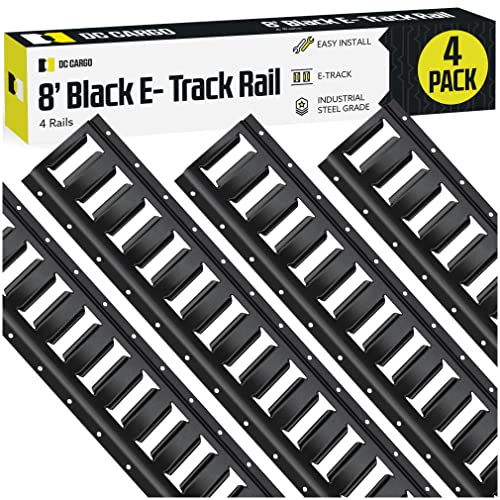 Four 8-Ft E Track Tie-Down Rail, Powder-Coated Steel Etrack Tiedowns, Horizontal 8' E-Tracks, Pack Of 4 Bolt-On Tie Down Rails For Cargo On Pickups, Trucks, Trailers, Vans #TOP7