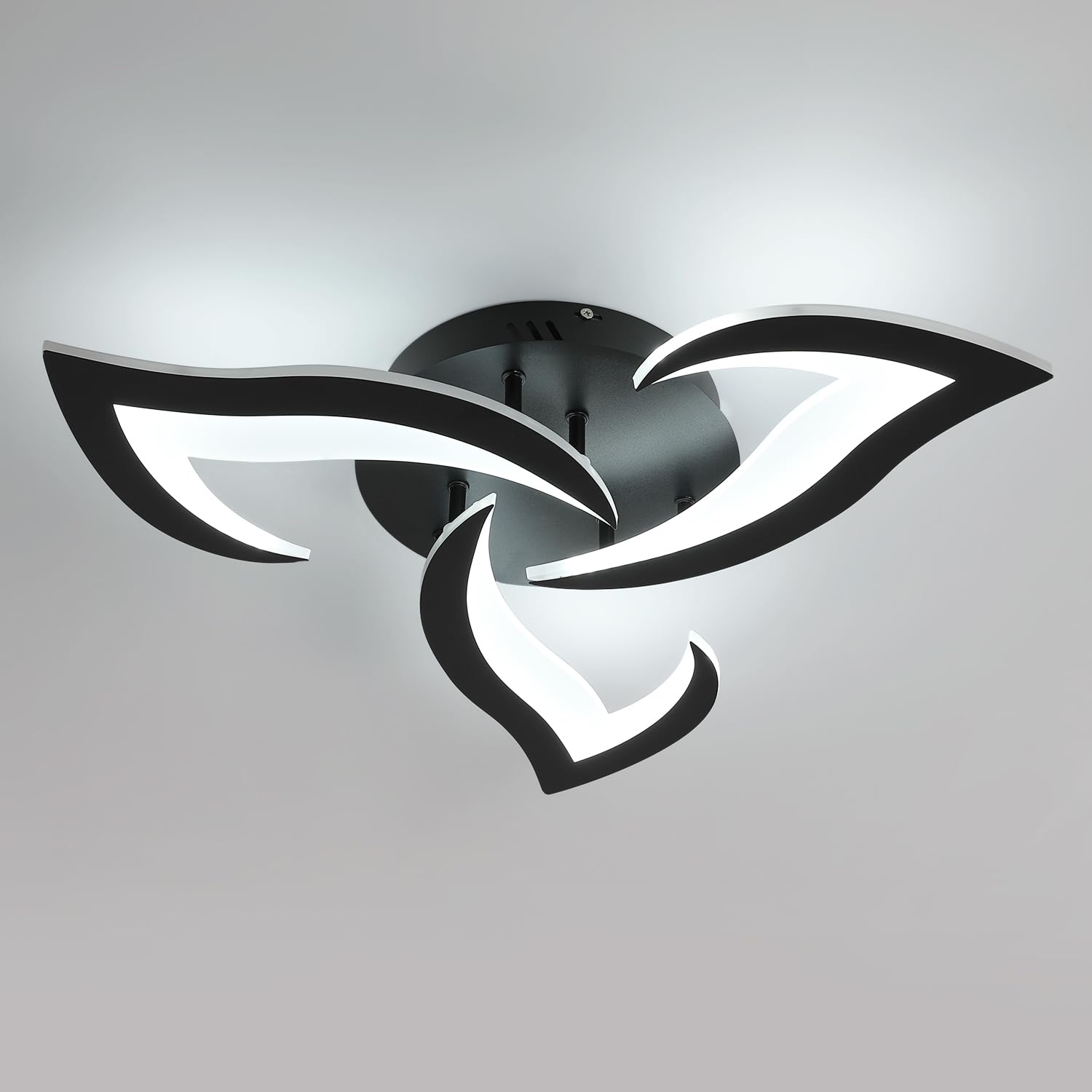 Comely LED Ceiling Light, Modern Acrylic Ceiling Lamp 36W 4300LM, Cool White 6500K, Ceiling Lighting Fixture, for Bedroom Living Room, Dia 52cm, Black