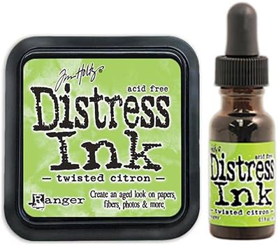 Tim Holtz Ranger Distress 2015 Color of the Month Ink Pad and Reinker Bundle - 2 Items (May - Twisted Citron)