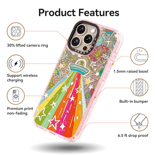 Coque iPhone 16 Pro Max antichoc résistant aux chutes de 2m rose pailleté - 4
