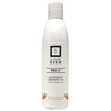 A-Cute Derm Pro-C Antioxidant Cleansing Gel, 8 oz Hydrating Daily Face Wash with Vitamin C & Green Tea Extract Refreshing Facial Cleanser for All Skin Types